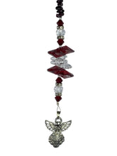 Load image into Gallery viewer, Angel Crystal Suncatcher decorated with garnet gemstones CH15
