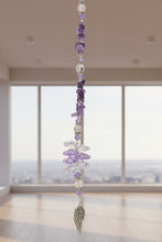 Load image into Gallery viewer, Angel Wings Crystal Suncatcher decorated with amethyst gemstones CH107
