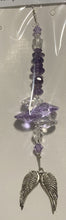 Load image into Gallery viewer, Angel Wings Suncatcher decorated with amethyst gemstones CH248
