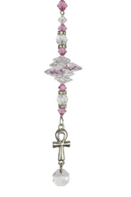 Load image into Gallery viewer, Ankh Crystal Suncatcher decorated with Rose Quartz CH17
