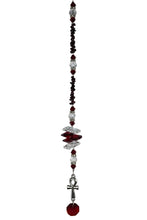 Load image into Gallery viewer, Ankh Crystal Suncatcher decorated with Rose Quartz CH17
