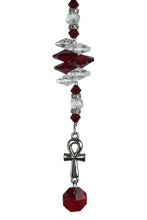 Load image into Gallery viewer, Ankh Crystal Suncatcher decorated with Rose Quartz CH17

