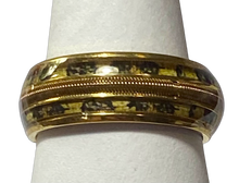 Load image into Gallery viewer, Stainless Steel - Gold pattern ring.  Sizes  7, 8, 10, 11, 12, 13  RW232
