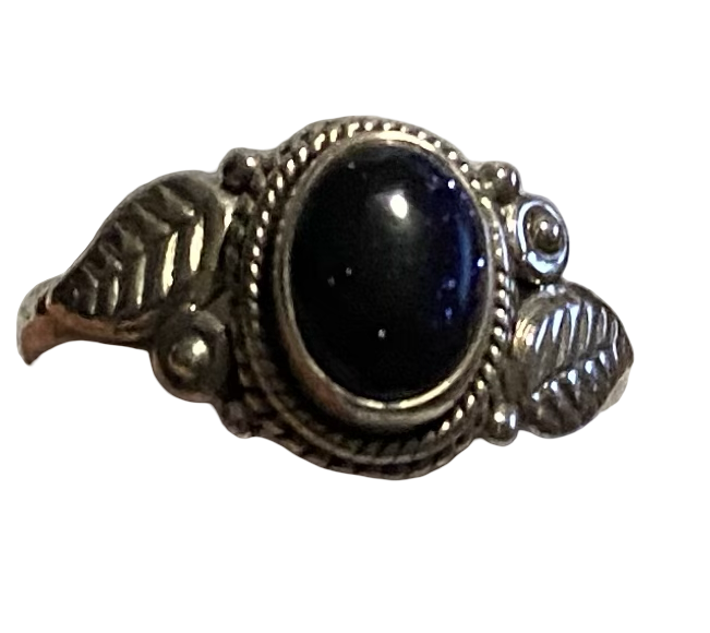 Sterling Silver Blue Sun Stone ring. Size 7.  DC353