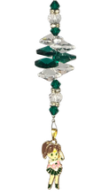 Load image into Gallery viewer, Sailor Jupiter - Sailor Moon suncatcher, decorated with malachite gemstone
