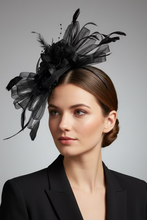 Load image into Gallery viewer, Stunning Black Stacey fascinator. FS001
