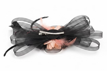 Load image into Gallery viewer, Stunning Peach &amp; Black Stacey fascinator.  FS002
