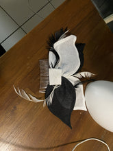 Load image into Gallery viewer, Stunning Black &amp; White Fascinator. FS052
