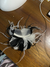 Load image into Gallery viewer, Stunning Black &amp; White Feather Fascinator. FS060
