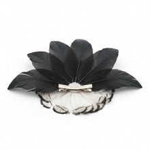 Load image into Gallery viewer, Stunning black &amp; ivory feather fascinator. FS019
