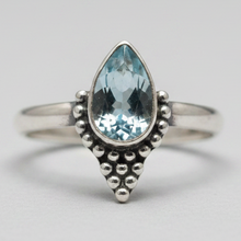 Load image into Gallery viewer, Blue Topaz Sterling silver ring sizes 3, 4, 5, 8, 9, 11, 13, 14 (BR028)
