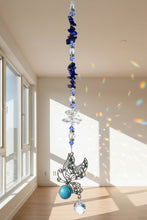 Load image into Gallery viewer, Butterfly Crystal Suncatcher decorated with Lapis Lazuli gemstones CH1
