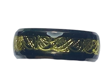 Load image into Gallery viewer, Stainless Steel - Black with gold pattern ring.  Sizes  5, 6, 7, 8, 9, 10, 11, 12, 13, 14. RW242
