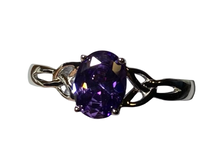 Load image into Gallery viewer, Sterling Silver - Purple cubic zirconia ring. Sizes 4, 5, 6, 7, 8, 10. SS260
