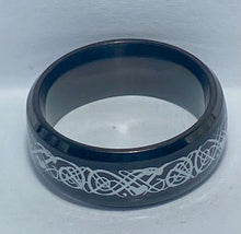 Load image into Gallery viewer, Stainless Steel - Black with silver pattern ring.  Sizes  5, 6, 7, 8, 9, 10, 11, 12, 13, 14. RW240

