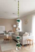 Load image into Gallery viewer, 30mm Crystal Ball Suncatcher decorated with frog and malachite gemstones CH474
