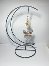 Load image into Gallery viewer, Deluxe Butterfly crystal and citrine gemstone suncatcher on a Moon large stand SH173
