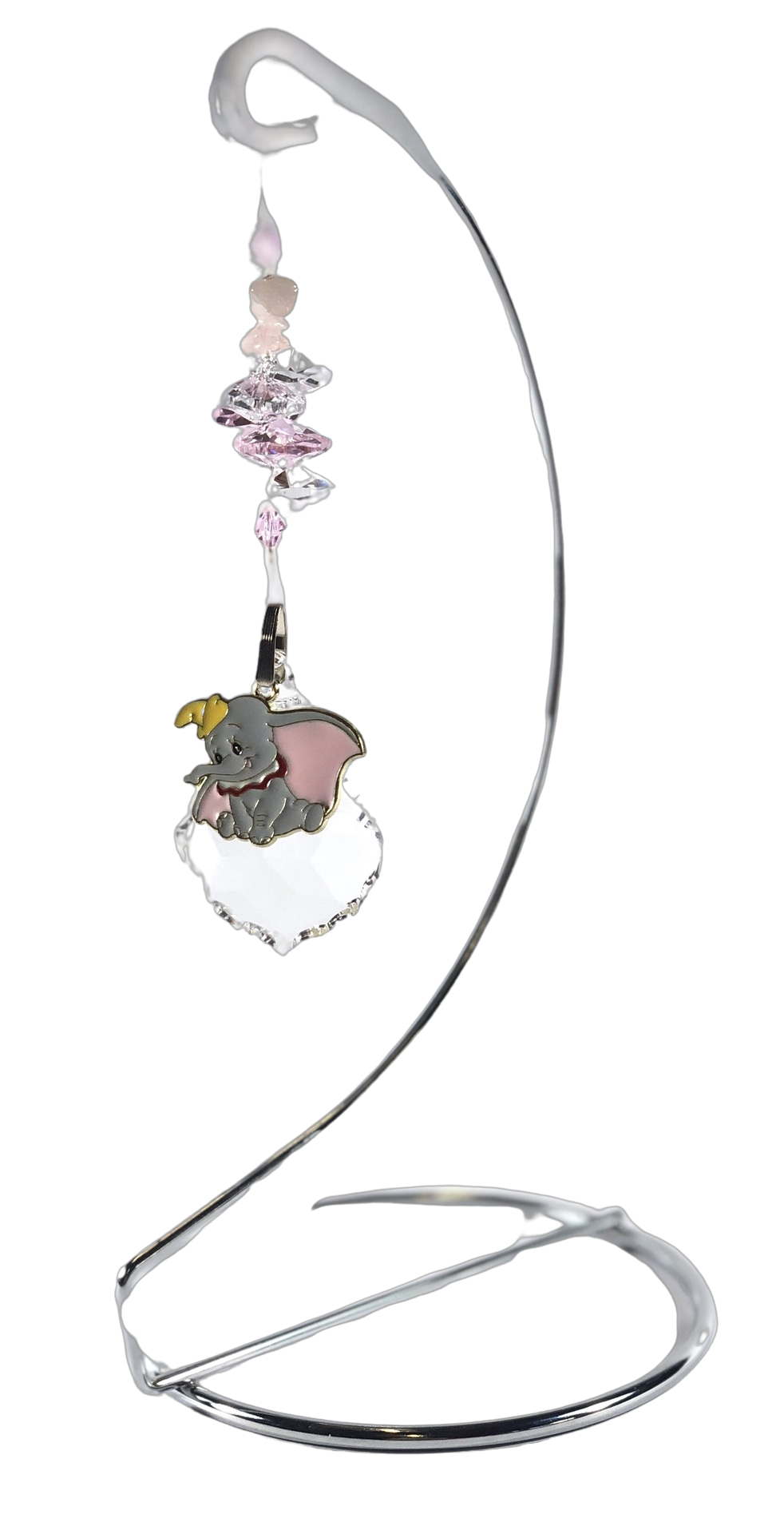 Dumbo - Disney crystal suncatcher is decorated with rose quartz gemstones and come on this amazing stand.