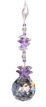 Load image into Gallery viewer, This large 40mm crystal ball suncatcher is decorated with crystal and amethyst
