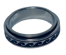 Load image into Gallery viewer, Fidget ring - Silver Waves ring. Sizes 6, 7, 8, 9, 10, 11. FR142
