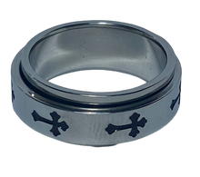 Load image into Gallery viewer, Fidget ring -  silver cross fidget ring. Sizes 6, 7, 8, 9, 10, 11. FR32
