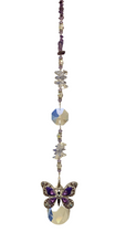 Load image into Gallery viewer, Deluxe Purple Butterfly Crystal Suncatcher decorated with amethyst gemstones CH339
