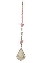 Load image into Gallery viewer, Deluxe Starburst Crystal Suncatcher decorated with rose quartz gemstones CH345
