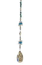 Load image into Gallery viewer, Deluxe Music Note Crystal Suncatcher decorated with turquoise gemstones CH347
