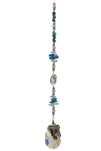 Load image into Gallery viewer, Deluxe Elephant Crystal Suncatcher decorated with turquoise gemstones CH348
