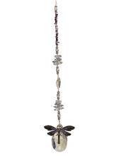 Load image into Gallery viewer, Deluxe Purple Dragonfly Crystal Suncatcher decorated with amethyst gemstones CH353
