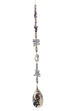 Load image into Gallery viewer, Deluxe Peacock Crystal Suncatcher decorated with amethyst gemstones CH355
