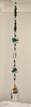 Load image into Gallery viewer, Sunflower Crystal Suncatcher decorated with malachite gemstones CH363
