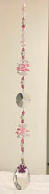 Load image into Gallery viewer, Paw Print Suncatcher decorated with rose quartz gemstones CH372
