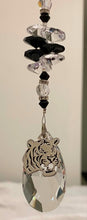 Load image into Gallery viewer, Tiger Suncatcher decorated with snowflake obsidian gemstones CH374
