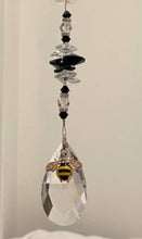 Load image into Gallery viewer, Bee Suncatcher decorated with snowflake obsidian gemstones CH377
