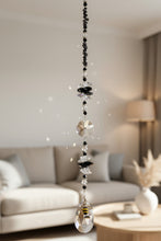 Load image into Gallery viewer, Bee Suncatcher decorated with snowflake obsidian gemstones CH377
