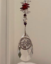 Load image into Gallery viewer, Mom - you are the Heart of this Family Crystal Suncatcher decorated with garnet gemstones CH378
