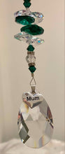 Load image into Gallery viewer, Mum Crystal Suncatcher decorated with Malachite gemstones CH384
