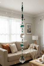 Load image into Gallery viewer, Frog Suncatcher decorated with malachite gemstones CH389
