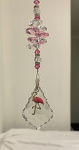 Load image into Gallery viewer, Flamingo Suncatcher decorated with rose quartz gemstones CH395
