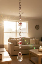 Load image into Gallery viewer, Paw Print Suncatcher decorated with rose quartz gemstones CH372
