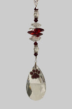 Load image into Gallery viewer, Paw Print Suncatcher decorated with rose quartz gemstones CH372
