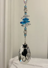 Load image into Gallery viewer, Cats Suncatcher decorated with turquoise gemstones CH400

