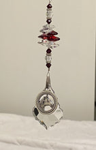 Load image into Gallery viewer, Horse Suncatcher decorated with garnet gemstones CH401
