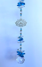 Load image into Gallery viewer, Lotus Suncatcher decorated with amethyst gemstones CH415
