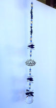 Load image into Gallery viewer, Lotus Suncatcher decorated with amethyst gemstones CH415

