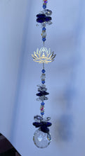 Load image into Gallery viewer, Lotus Suncatcher decorated with amethyst gemstones CH415
