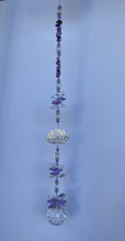 Load image into Gallery viewer, Lotus Suncatcher decorated with amethyst gemstones CH415
