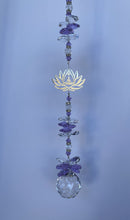 Load image into Gallery viewer, Lotus Suncatcher decorated with amethyst gemstones CH415
