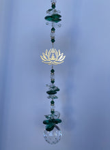 Load image into Gallery viewer, Lotus Suncatcher decorated with amethyst gemstones CH415
